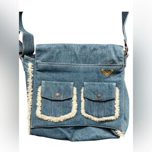 Roxy Denim and Fur Messenger Bag